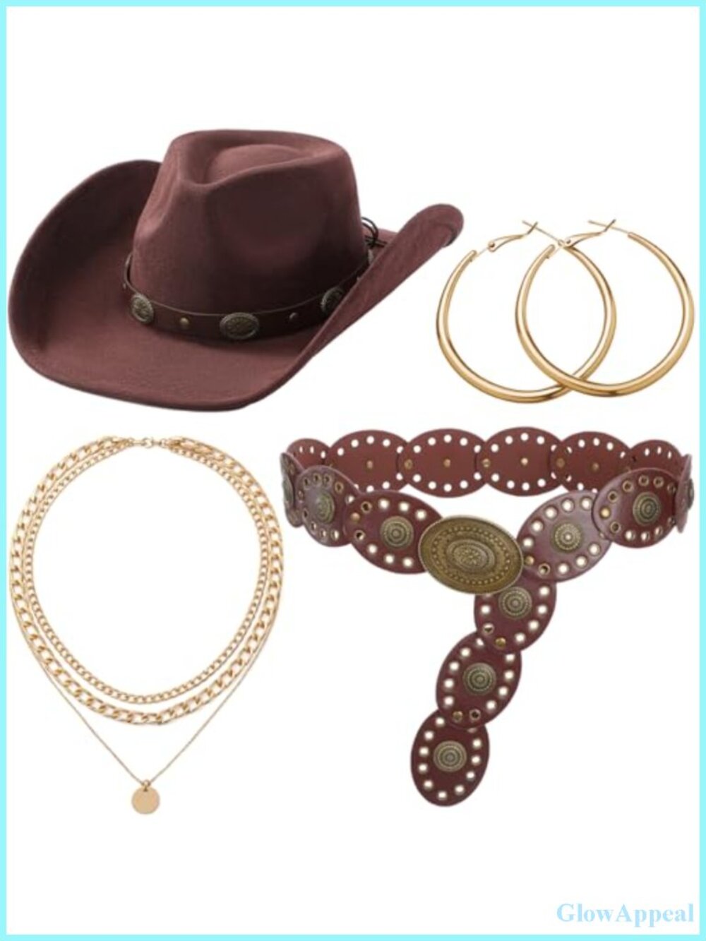 Cowgirl Hat Belt Set Halloween Cosplay Women Western Accessories